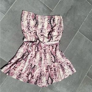 She + Sky Pink Snake Print Romper